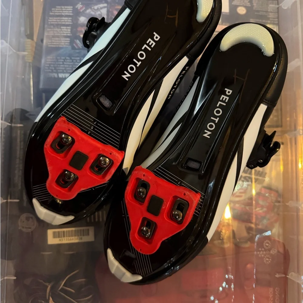Peloton Black Shoes with White and Red Highlights NWOT